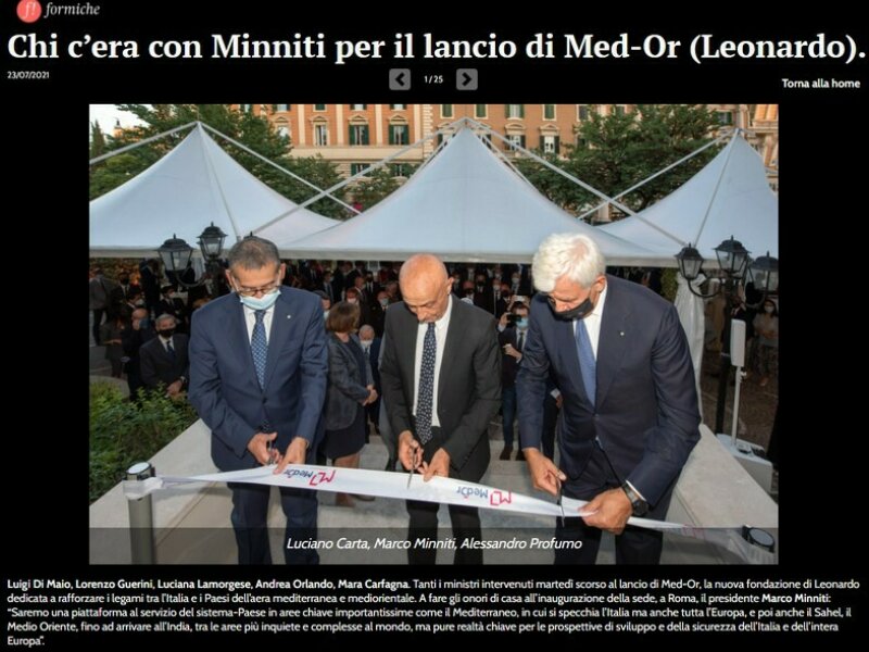 Formiche - Chi c’era con Minniti per il lancio di Med-Or (Leonardo)