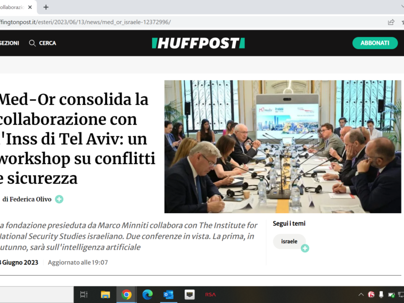 Huffington Post - Med-Or consolida la collaborazione con l'Inss di Tel Aviv: un workshop su conflitti e sicurezza