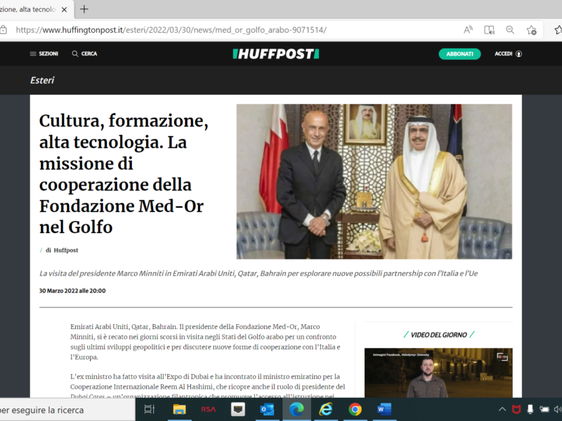 Huffington Post - Cultura, formazione, alta tecnologia. La missione di cooperazione della Fondazione Med-Or nel Golfo