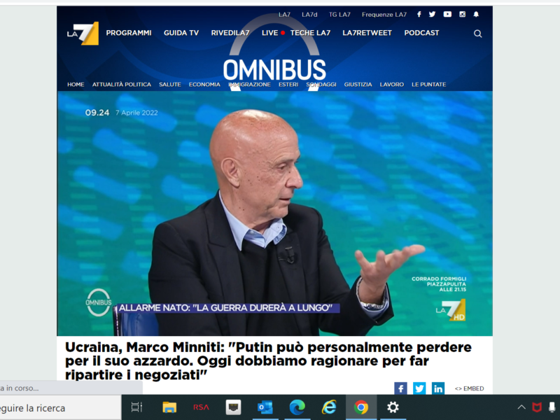 La7 Omnibus (07/04/2022) - Intervento di Marco Minniti