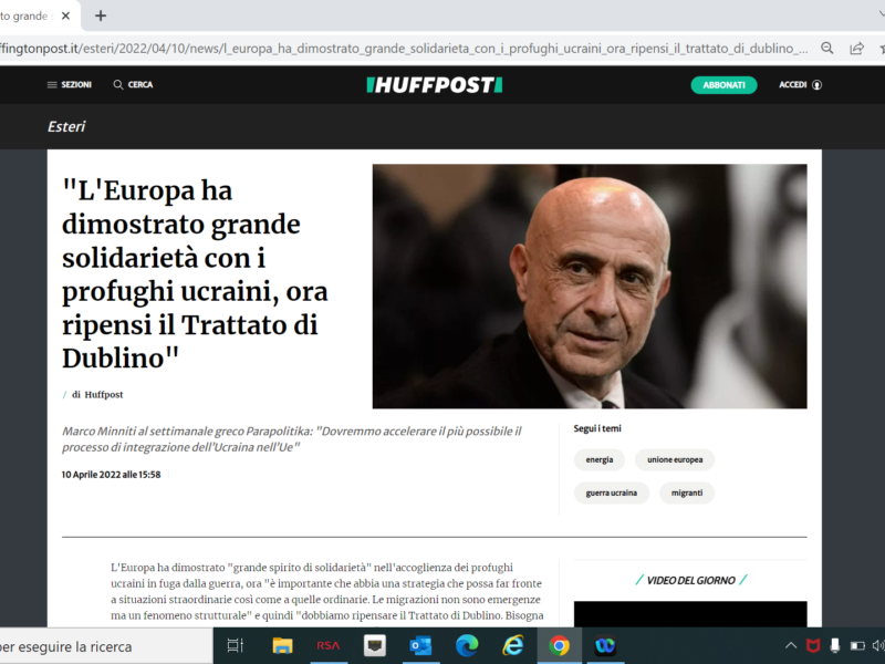 Huffington Post - "L'Europa ha dimostrato grande solidarietà con i profughi ucraini, ora ripensi il Trattato di Dublino"