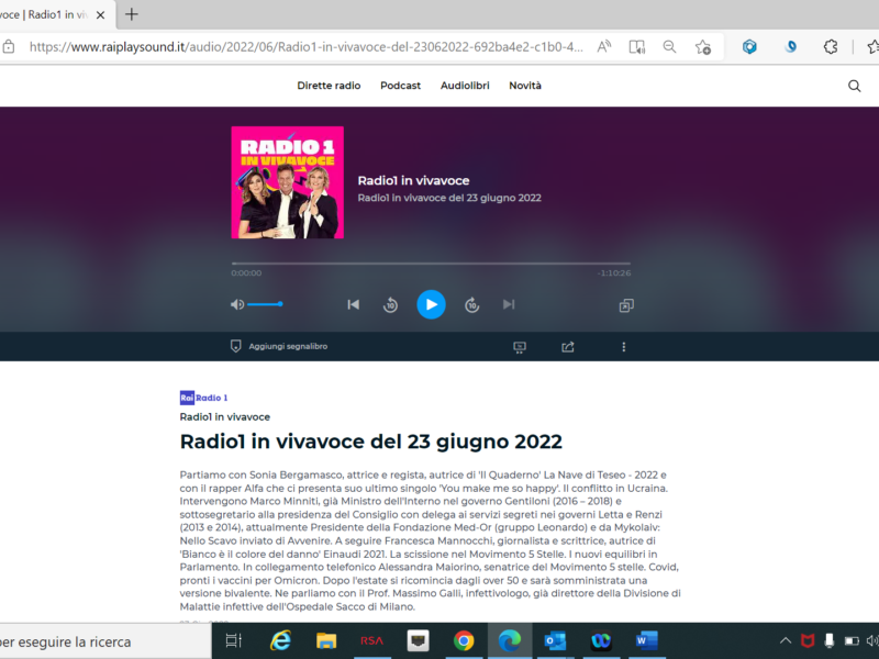 Rai Radio 1 - Intervento di Marco Minniti a Radio1 in vivavoce del 23 giugno 2022