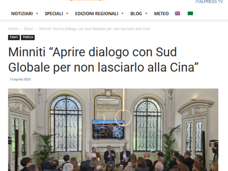 Minniti “Aprire dialogo con Sud Globale per non lasciarlo alla Cina”