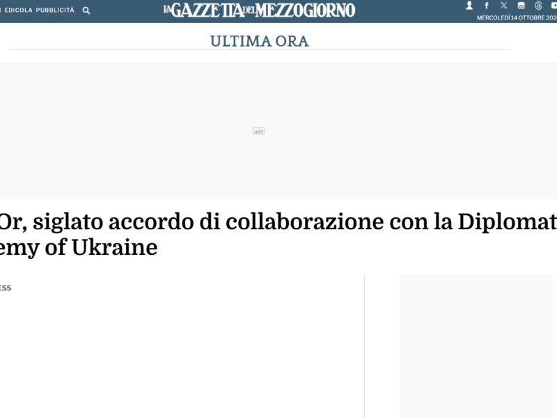 Med-Or, siglato accordo di collaborazione con la Diplomatic Academy of Ukraine