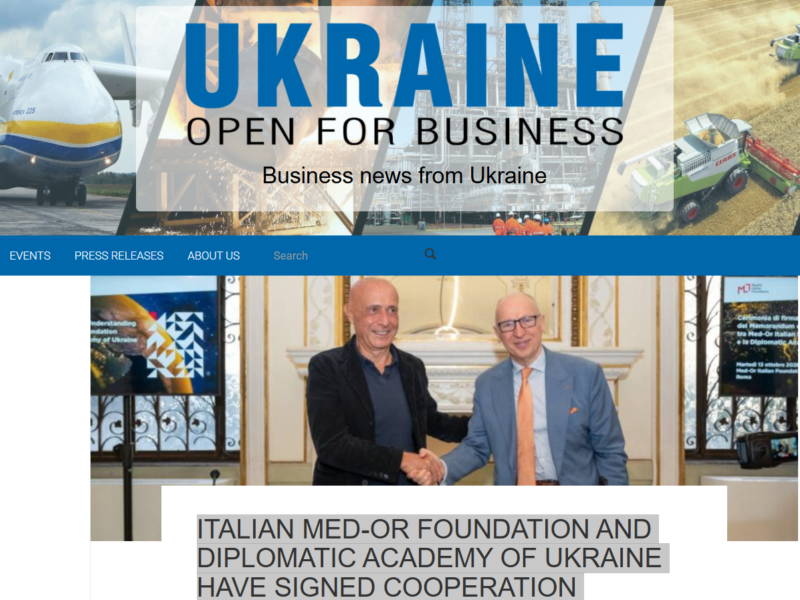 Italian Med-Or Foundation and Diplomatic Academy of Ukraine have signed cooperation agreement