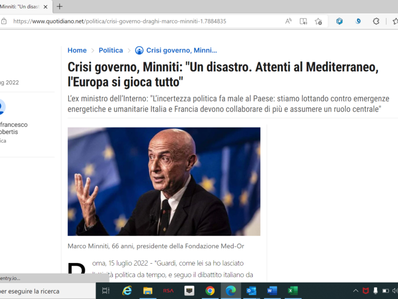 Quotidiano Nazionale - Crisi governo, Minniti: "Un disastro. Attenti al Mediterraneo, l'Europa si gioca tutto"
