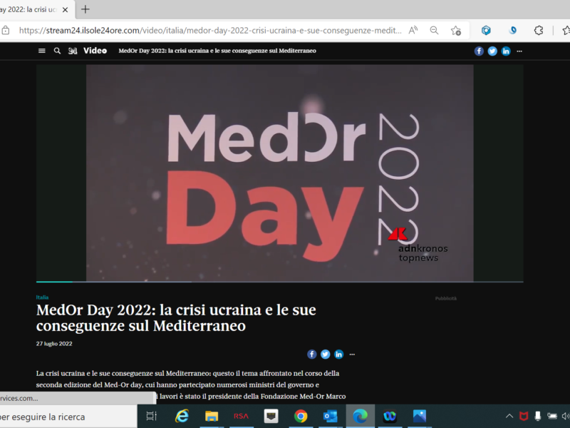 Il Sole 24 Ore - Med-Or Day 2022: la crisi ucraina e le sue conseguenze sul Mediterraneo