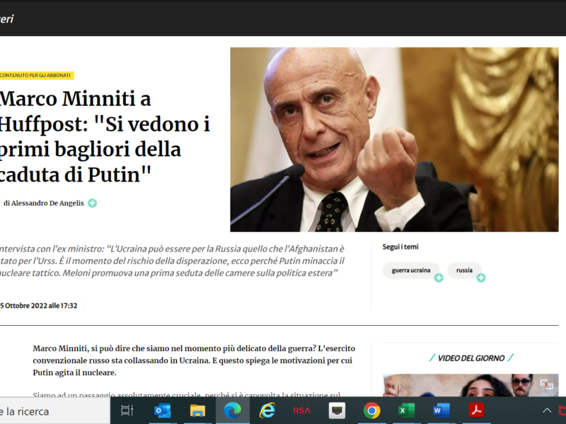 Huffington Post - Marco Minniti a Huffpost: "Si vedono i primi bagliori della caduta di Putin"