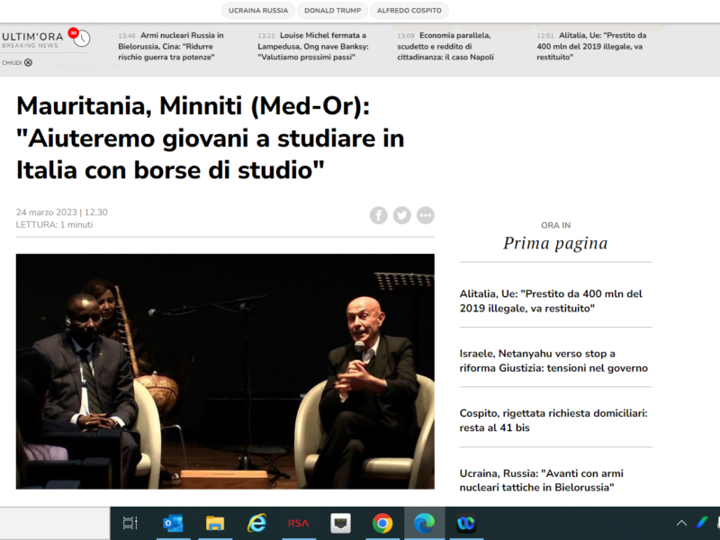 Adnkronos - Mauritania, Minniti (Med-Or): "Aiuteremo giovani a studiare in Italia con borse di studio"