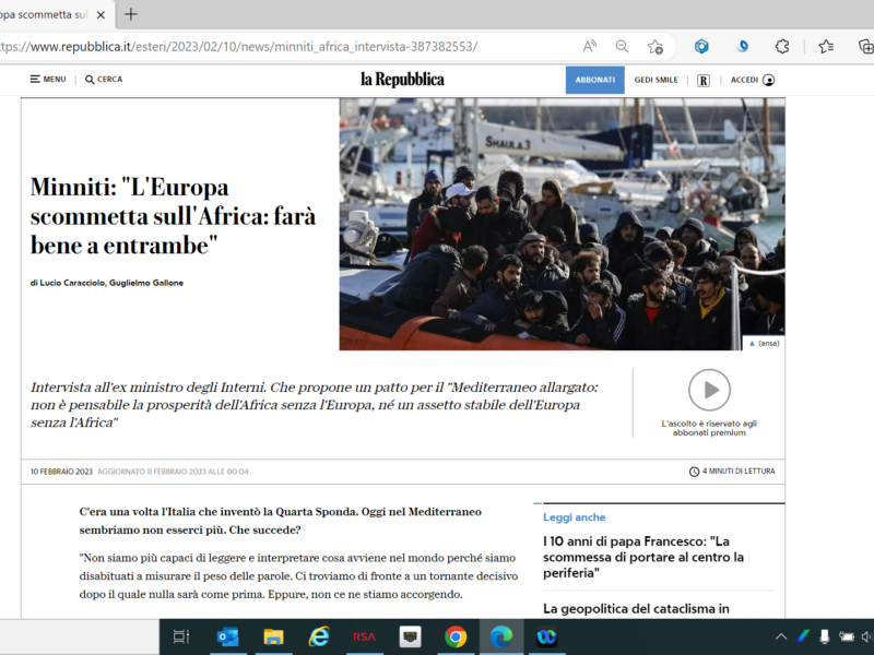 La Repubblica - Minniti: "L'Europa scommetta sull'Africa: farà bene a entrambe"