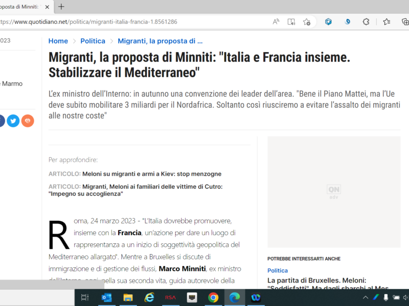 Quotidiano Nazionale - Migranti, la proposta di Minniti: "Italia e Francia insieme. Stabilizzare il Mediterraneo"