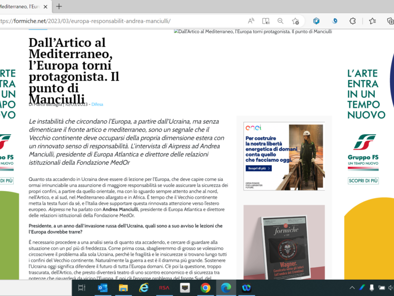 Formiche - Dall’Artico al Mediterraneo, l’Europa torni protagonista. Il punto di Manciulli