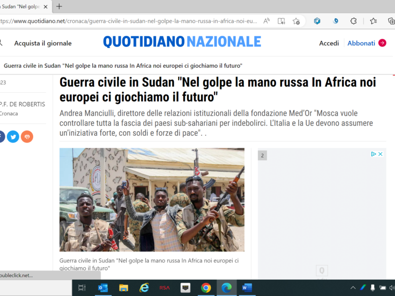 Quotidiano Nazionale - Guerra civile in Sudan "Nel golpe la mano russa In Africa noi europei ci giochiamo il futuro"