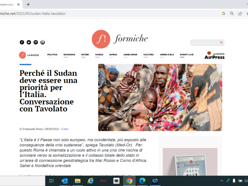 Formiche - Perché il Sudan deve essere una priorità per l’Italia. Conversazione con Tavolato