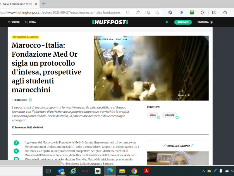Huffington Post - Marocco-Italia: Fondazione Med Or sigla un protocollo d'intesa, prospettive agli studenti marocchini