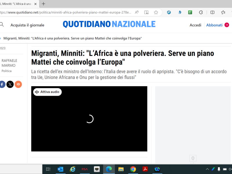 Quotidiano Nazionale - Migranti, Minniti: "L’Africa è una polveriera. Serve un piano Mattei che coinvolga l’Europa"