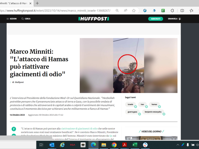 Huffington Post - Marco Minniti: "L'attacco di Hamas può riattivare giacimenti di odio"