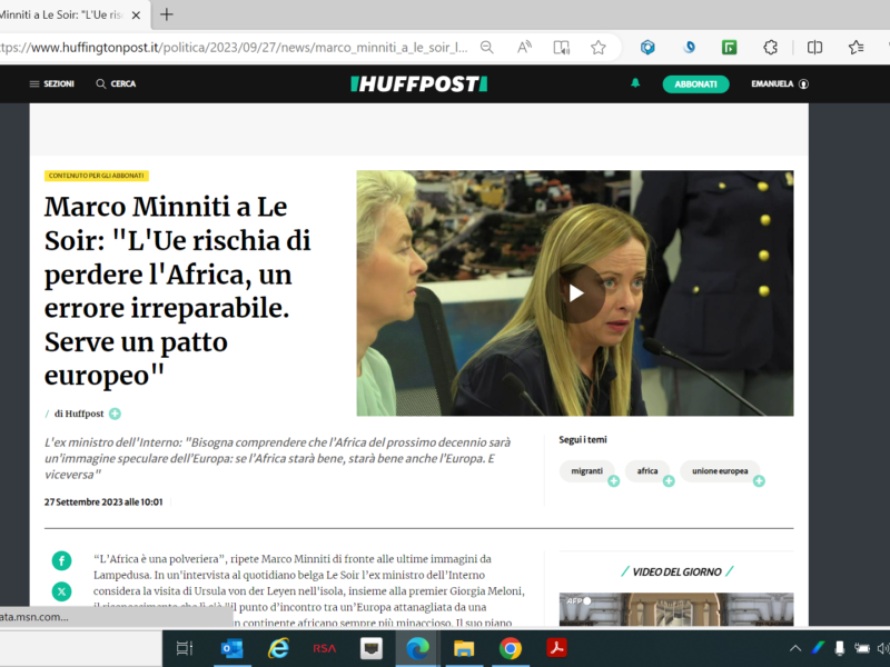 Huffington Post - Marco Minniti a Le Soir: "L'Ue rischia di perdere l'Africa, un errore irreparabile. Serve un patto europeo"