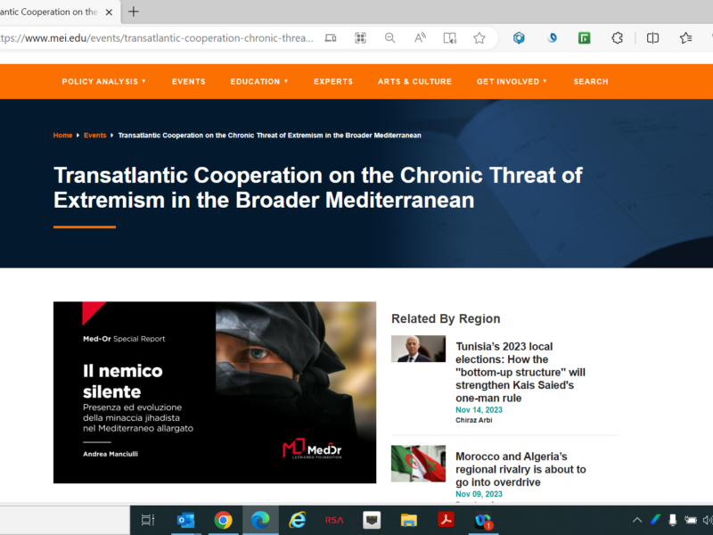 Middle East Institute - Transatlantic Cooperation on the Chronic Threat of Extremism in the Broader Mediterranean