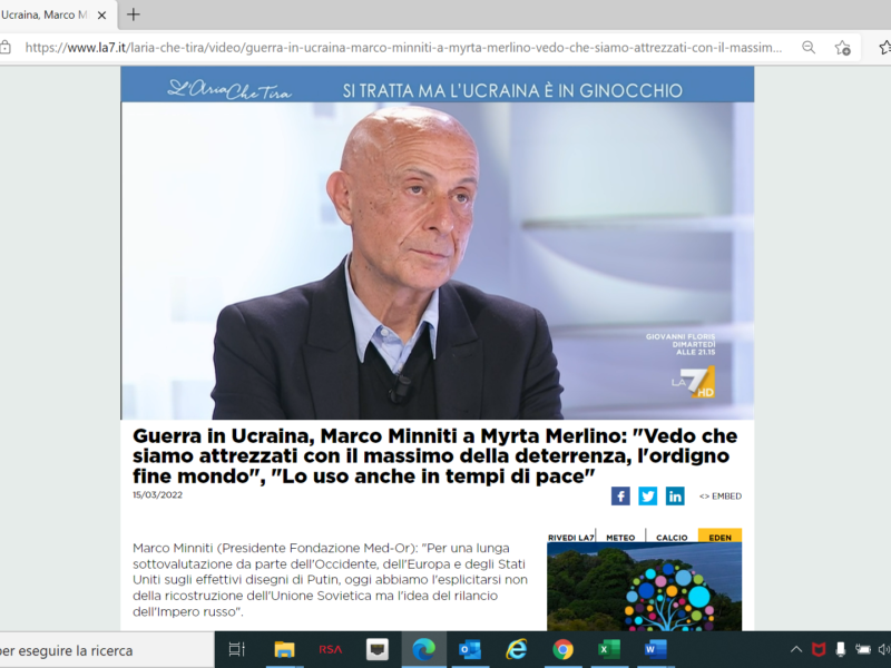 La7 L'Aria Che Tira (15/03/2022) - Intervento di Marco Minniti