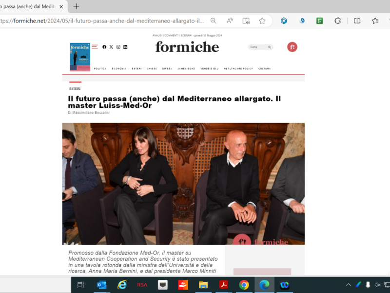 Formiche - Il futuro passa (anche) dal Mediterraneo allargato. Il master Luiss-Med-Or