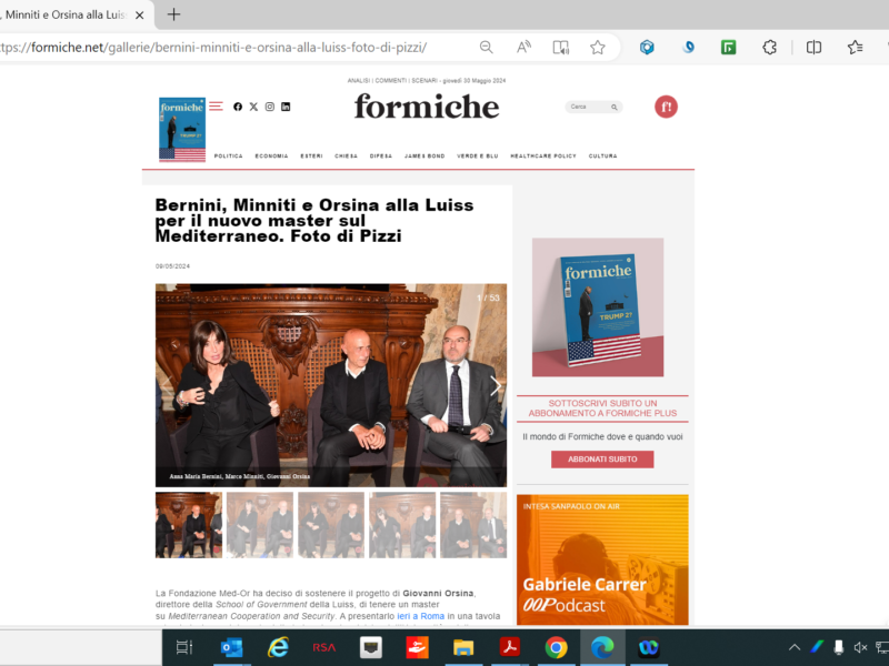 Formiche - Bernini, Minniti e Orsina alla Luiss per il nuovo master sul Mediterraneo. Foto di Pizzi