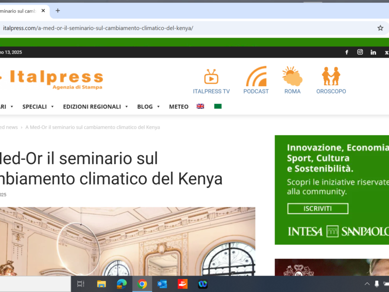 A Med-Or il seminario sul cambiamento climatico del Kenya