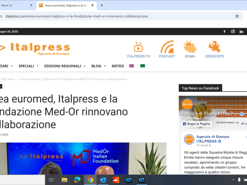Area euromed, Italpress e la Fondazione Med-Or rinnovano collaborazione