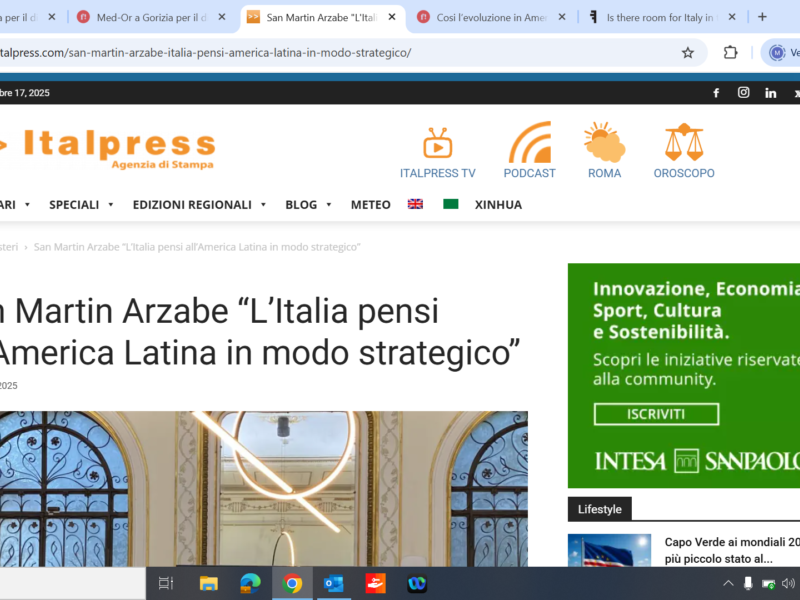 San Martin Arzabe “L’Italia pensi all’America Latina in modo strategico”
