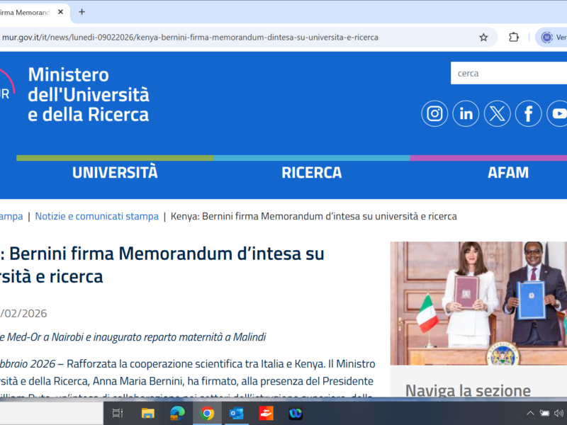 Kenya: Bernini firma Memorandum d’intesa su università e ricerca