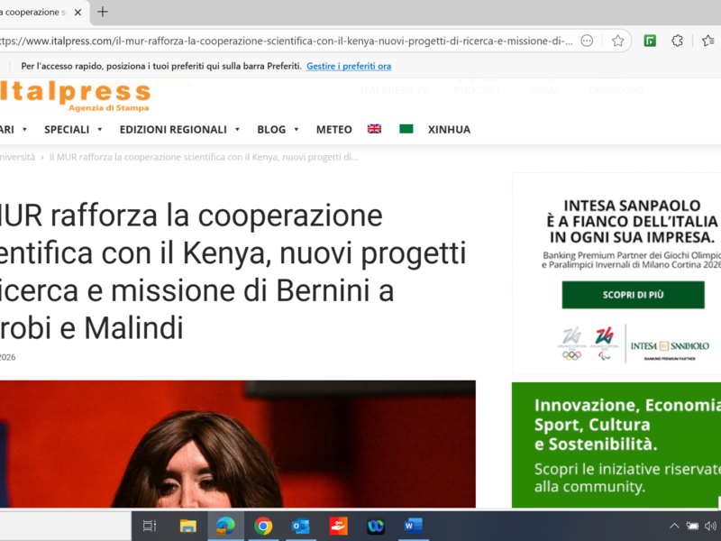 Il MUR rafforza la cooperazione scientifica con il Kenya, nuovi progetti di ricerca e missione di Bernini a Nairobi e Malindi