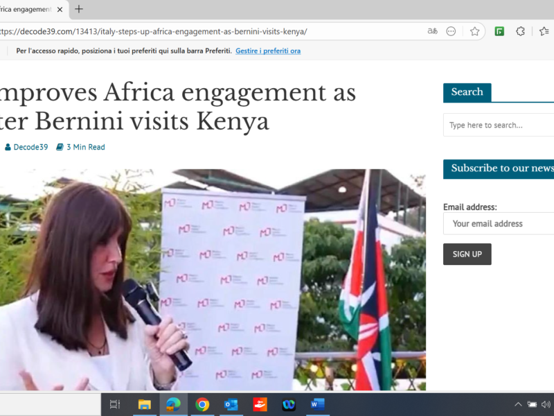 Italy improves Africa engagement as Minister Bernini visits Kenya