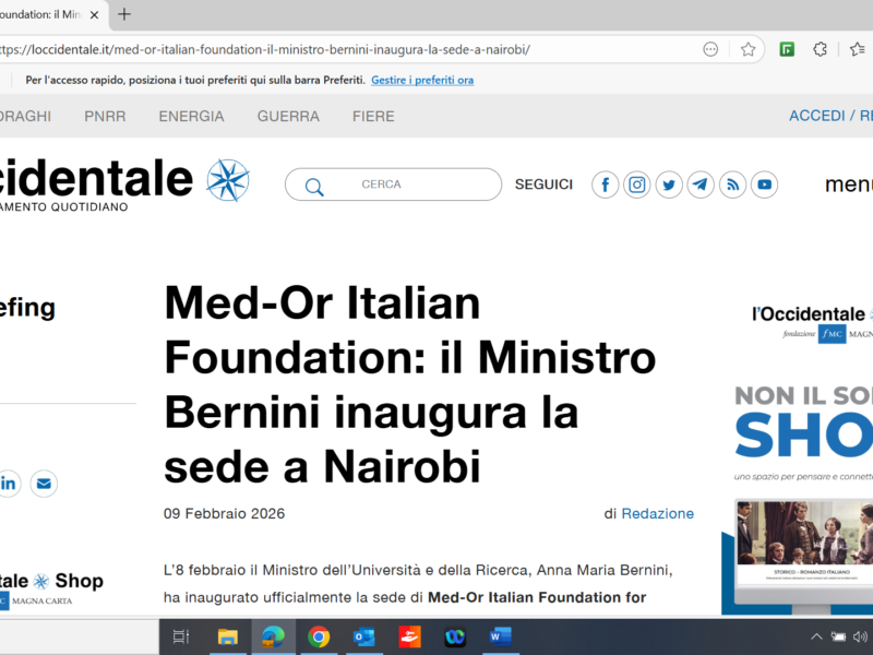 Med-Or Italian Foundation: il Ministro Bernini inaugura la sede a Nairobi