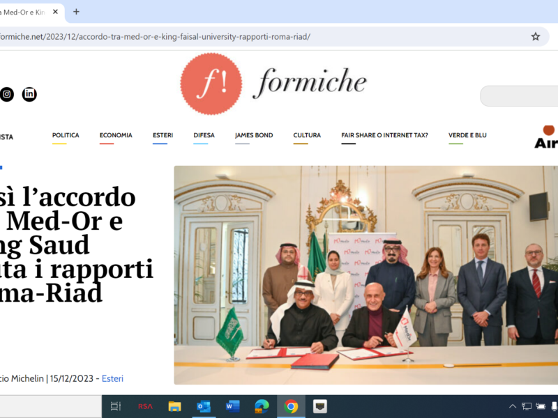 Formiche - Così l’accordo tra Med-Or e King Saud aiuta i rapporti Roma-Riad